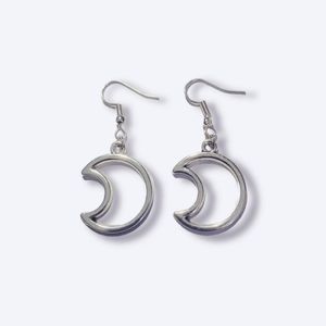 Moon Crescent Moon Dangle Silver Earrings for Women